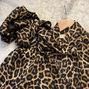 Michael Kors Animal Print Blouse with neck tie